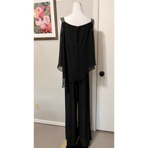Womens MSK Capelet Rhinestone Ladder Trim Jumpsuit